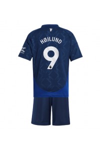 Manchester United Rasmus Hojlund #9 Jalkapallovaatteet Lasten Vieraspeliasu 2024-25 Lyhythihainen (+ Lyhyet housut)